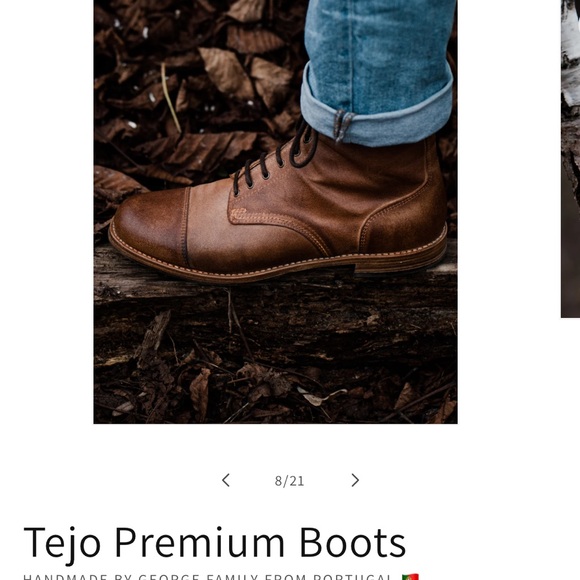 Men\'s Handmade Portuguese Brown Leather Boots - NEW main image 3